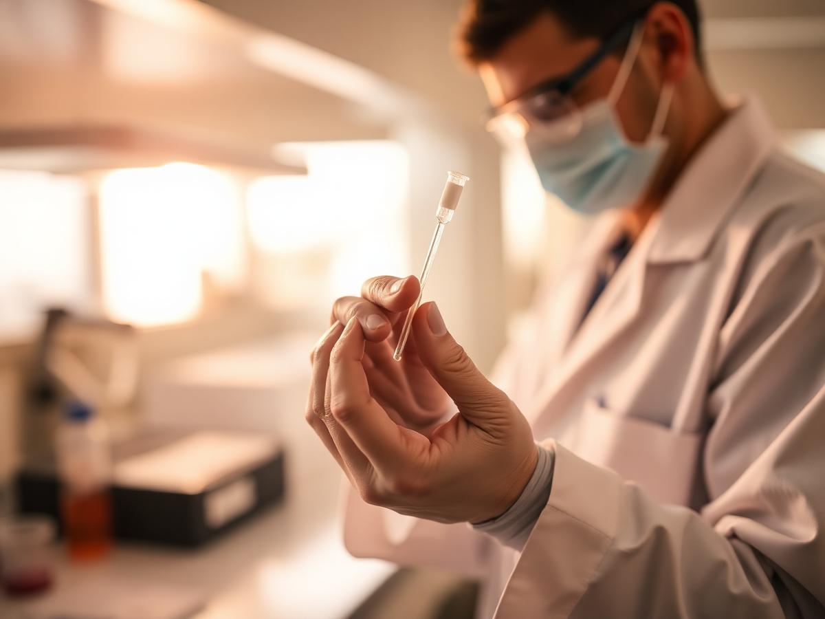Scientist analyzing a mycotoxin sample in a clinical laboratory